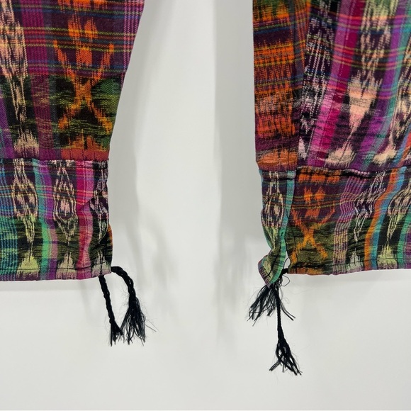 Guatemalan Style Cropped Multicolor Cargo Drawstring Pants XS Artsy Hippie - Picture 2 of 4